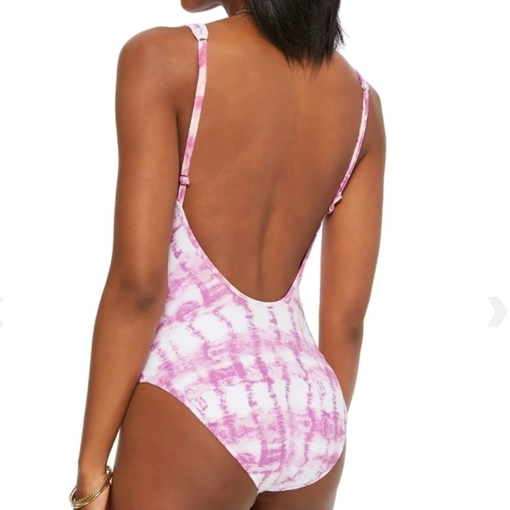 BAR III Summer Stripes Plunge Purple Tie Dye One Piece Swimsuit XS & M - Picture 3 of 5